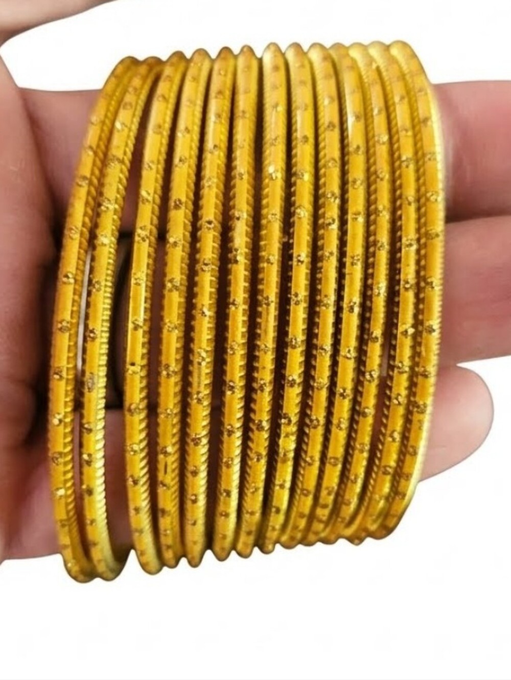 Yellow Bani Indian Bangle Bracelet Set Of 13